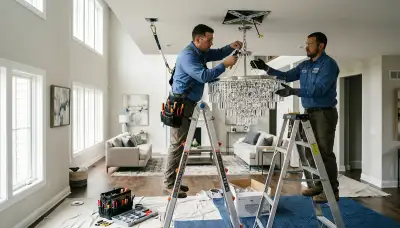 Chandelier installation service by an electrician in Sarasota, FL homes