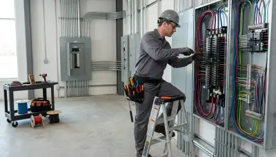 Sarasota, FL electrician assessing home electrical wiring, circuits, panels, and outlets during a safety inspection