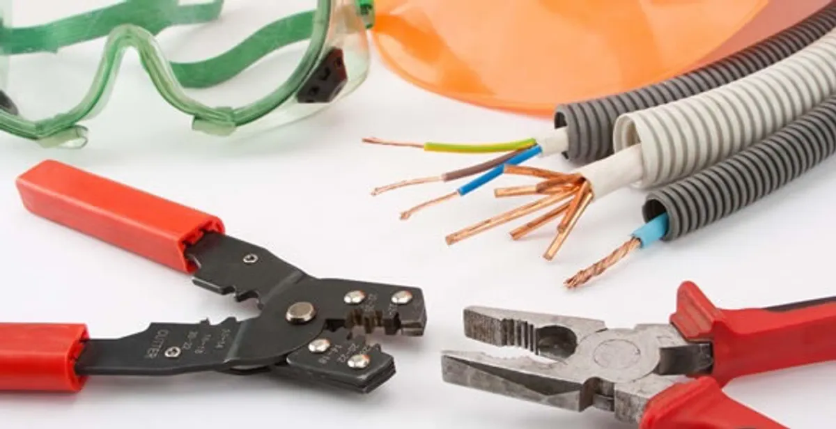 Electrical wiring repair with professional tools and safety equipment in Bradenton, FL