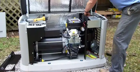 generator installation service showing technician connecting and configuring generator components in Sarasota, FL