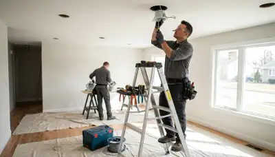 Recessed lighting installation by a Sarasota, FL electrician in a residential home