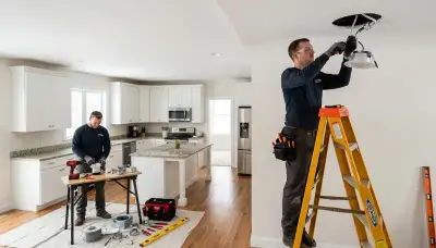 Recessed lighting installation by an electrician in a Sarasota, FL home