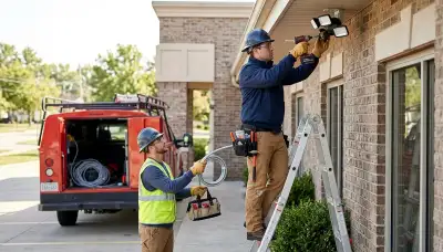 Security light installation by an electrician for a Sarasota, FL home