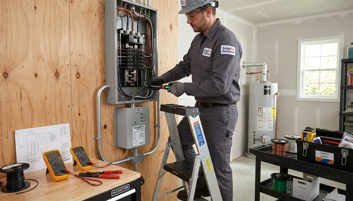 Whole-home surge protection panel installation for a Sarasota, FL home by On Call Electrical